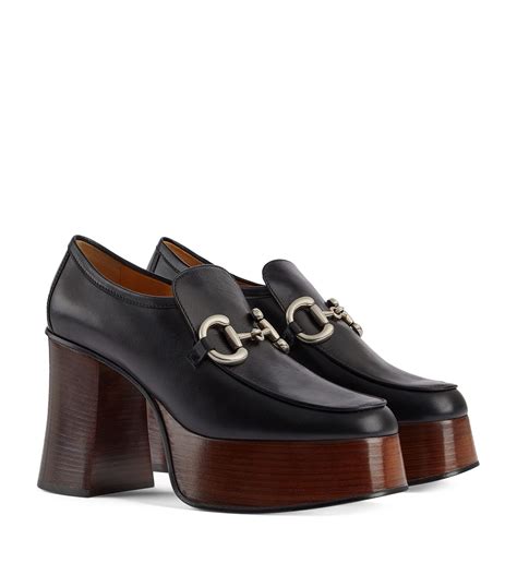 gucci calfskin horsebit platform loafers 36 black|More.